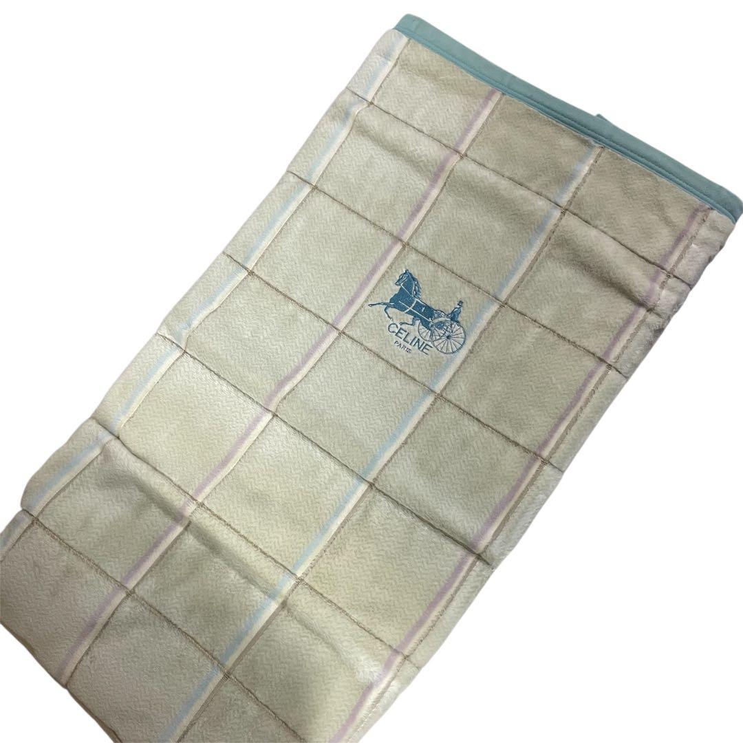 未使用保管品 CELINEセリーヌ 綿毛布 ロゴ入り チェック - メルカリ