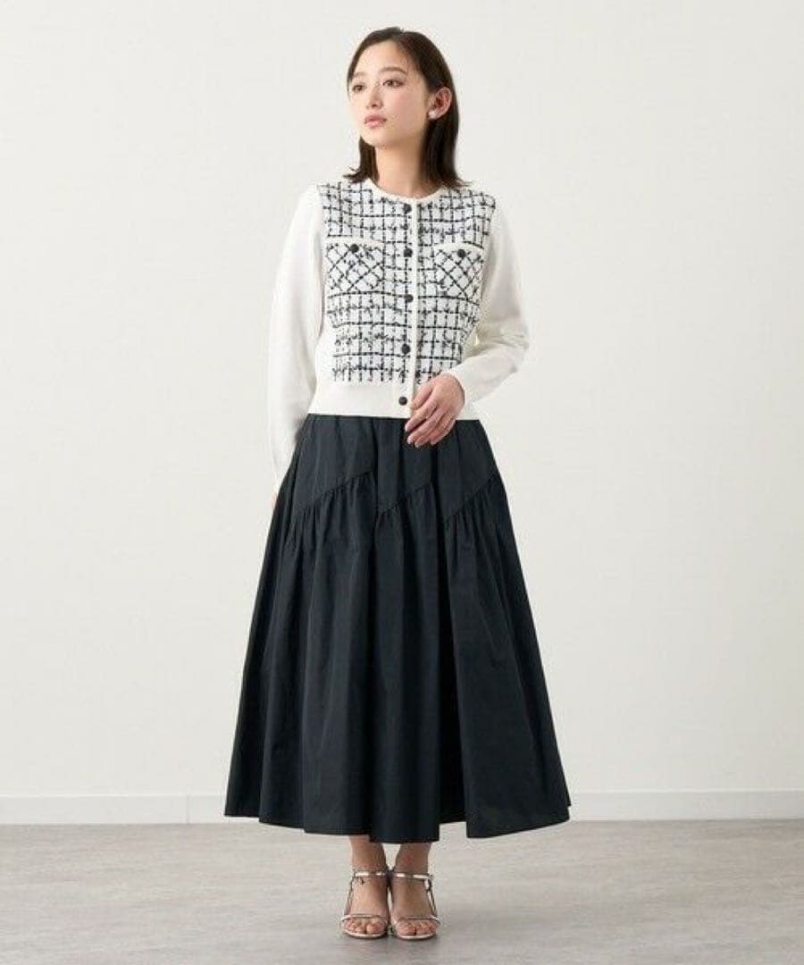 新品☆ANAYI チュールツイードニットコンビ カーディガン/セオリー、23