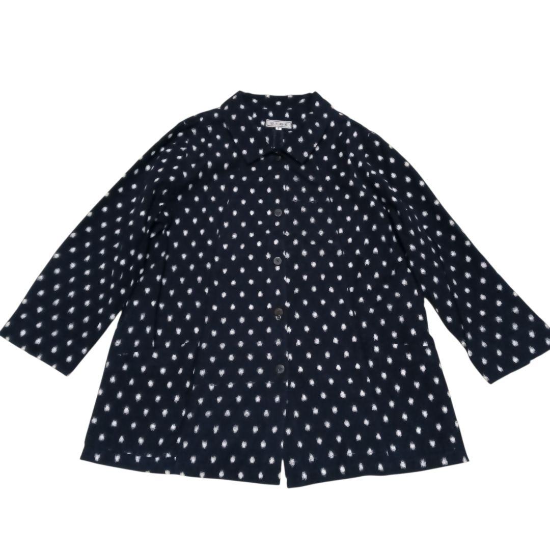 綾小路E】日本製 綿100% シャツ 藍染め 水玉模様 京都 圓 絣 - メルカリ