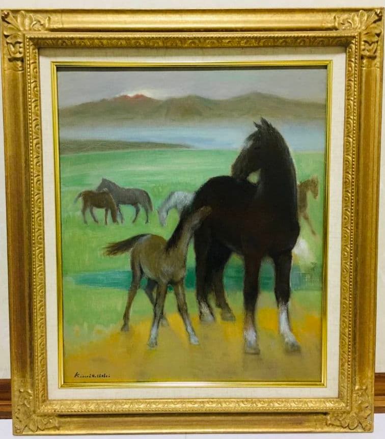 高原にて　 阿蘇　油絵　F8(455×380mm) 高原にて 阿蘇油絵F8(455×380mm)