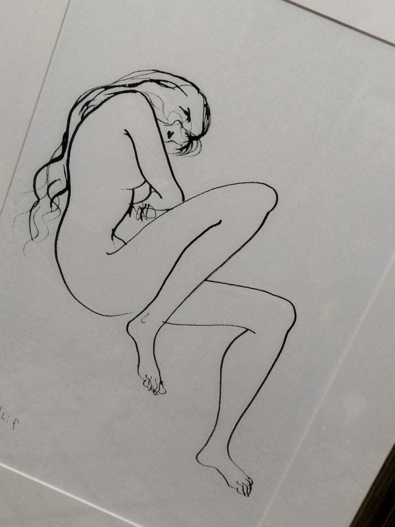 古沢岩美　裸婦　額装　婦人像