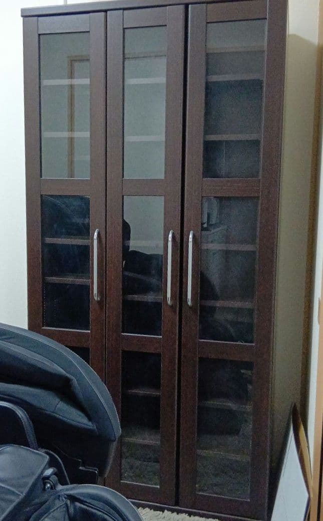 通販生活　スライド６００　本棚 スライド600 本棚 完成品 大容量 書棚 日本製 扉付 ガラス扉 スライド