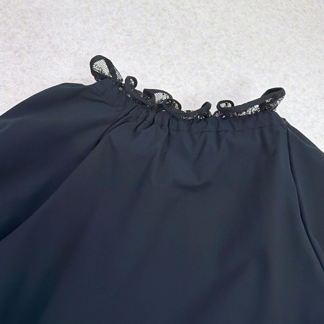 ユナイテッドアローズ レースプリーツ フリル ブラウス ネイビー