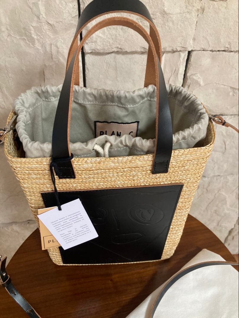 みかん様専用)PLAN C かごバッグ ベージュ/黒 - メルカリ