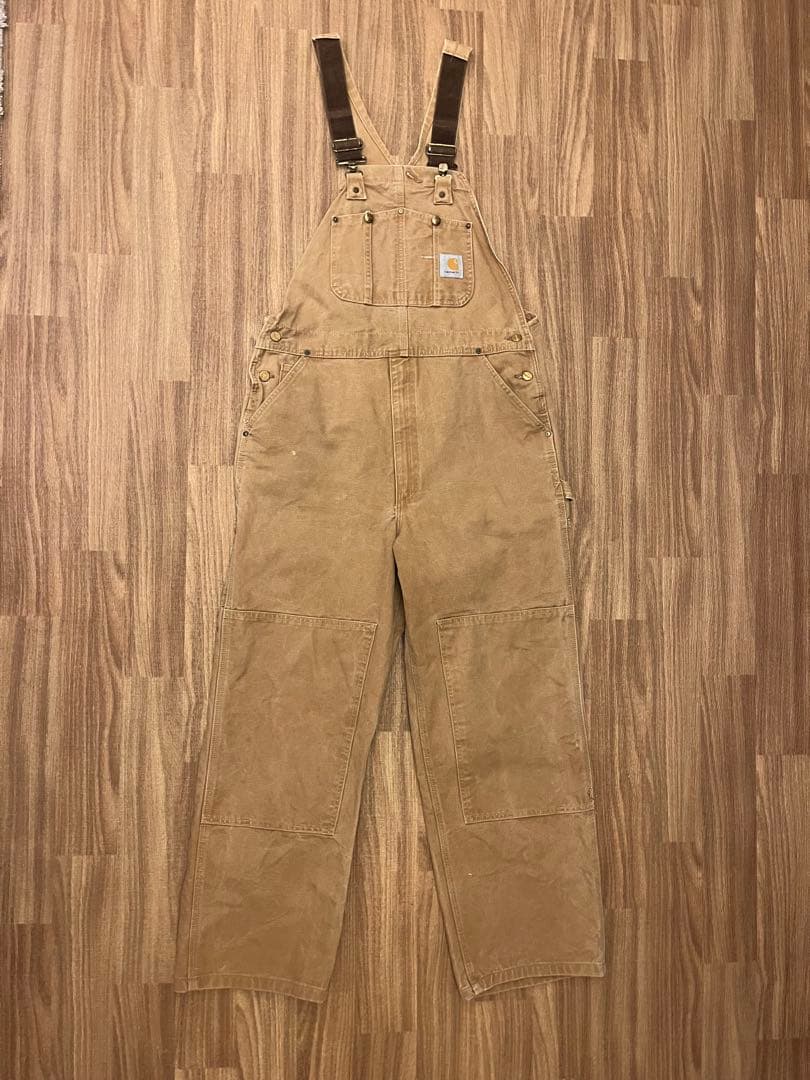 Carhartt ダック地 オーバーオール W34 ダブルニー キャメル Carhartt（カーハート） ダブルニー ダック地 ワーク オーバーオール