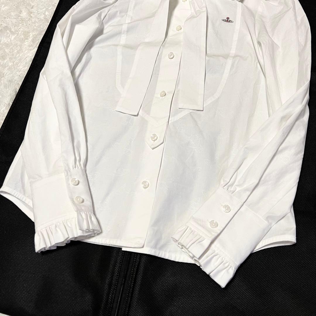 ヴィヴィアンウエストウッド ボウタイ ブラウス フリル襟袖 総柄オーヴ