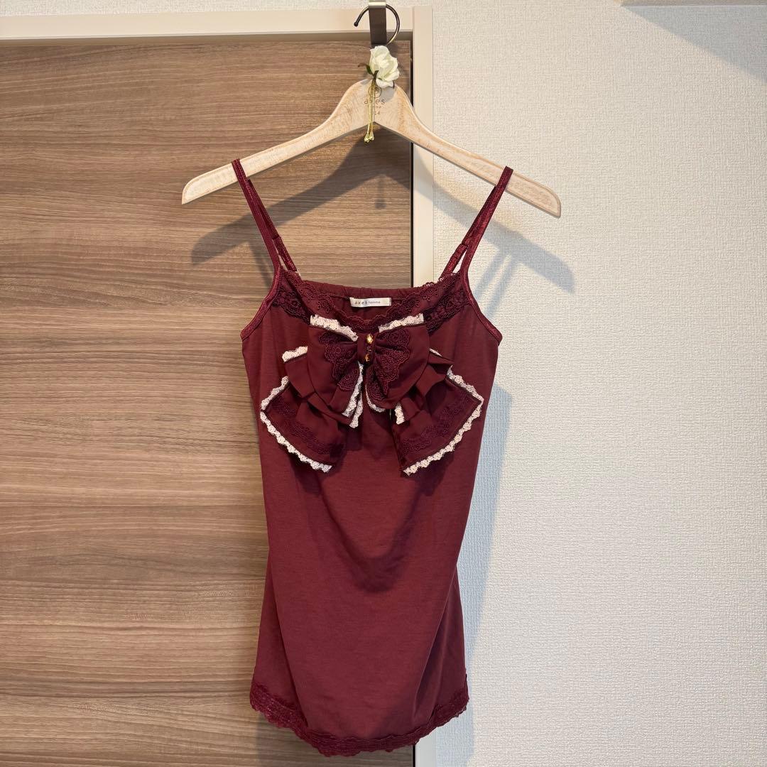 希少】00s 美品 axes femme ビッグ リボン キャミソール 赤 M - メルカリ