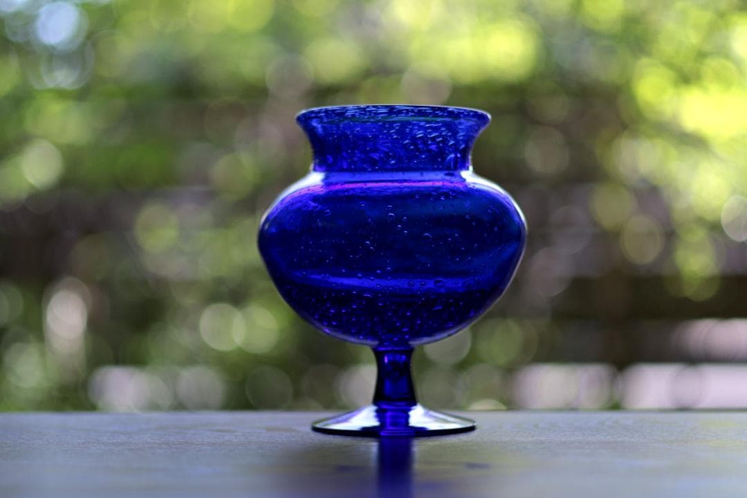 Erik Hoglund エリックホグラン 花器 フラワーベース 15322 サイン有り】エリックホグラン Erik Hoglund ブルーガラス 花器花瓶