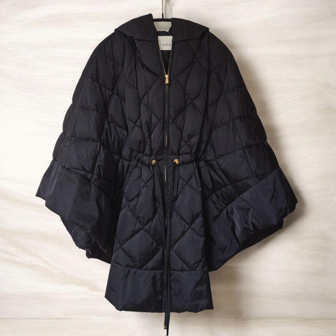 極美品 ANAYI キルティングダウンポンチョ ネイビー38サイズ