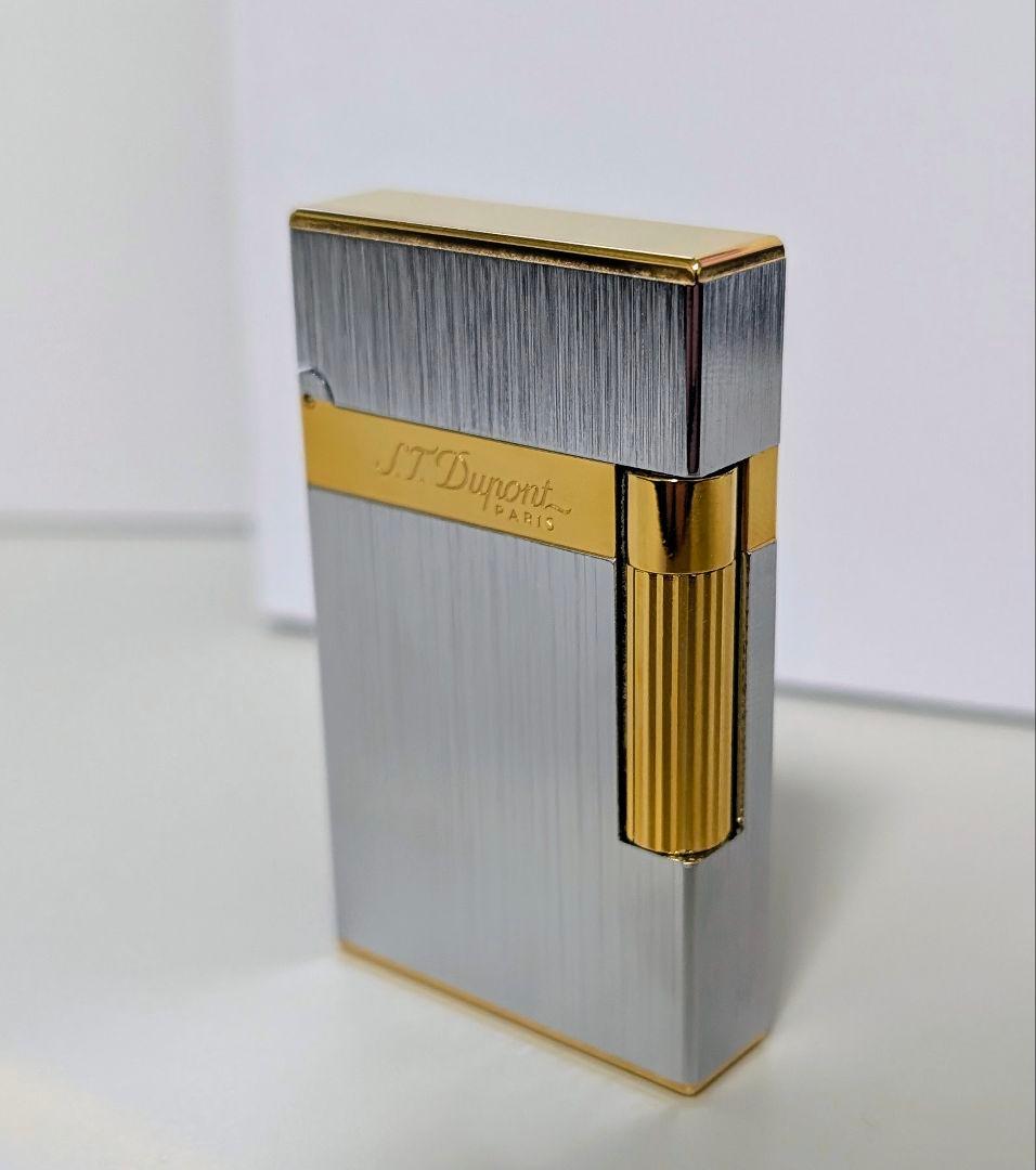 アッサラーム シルバーゴールドコンビカラー　ガスライター　明朗開閉音 爆超快音 開閉音あり】デュポン ライン2 ヘアライン コンビ ゴールド