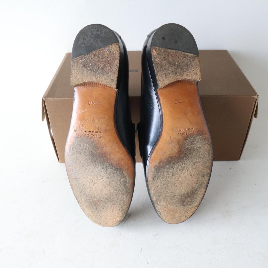 美品グッチ　ホースビットローファー　ダークネイビー×金　35.5 22.5cm