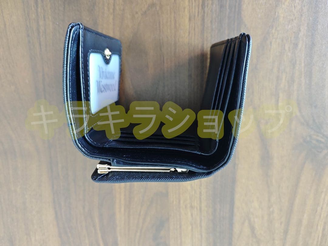Vivienne Westwood 黒の三つ折り財布 合成皮革製 ディスカウント