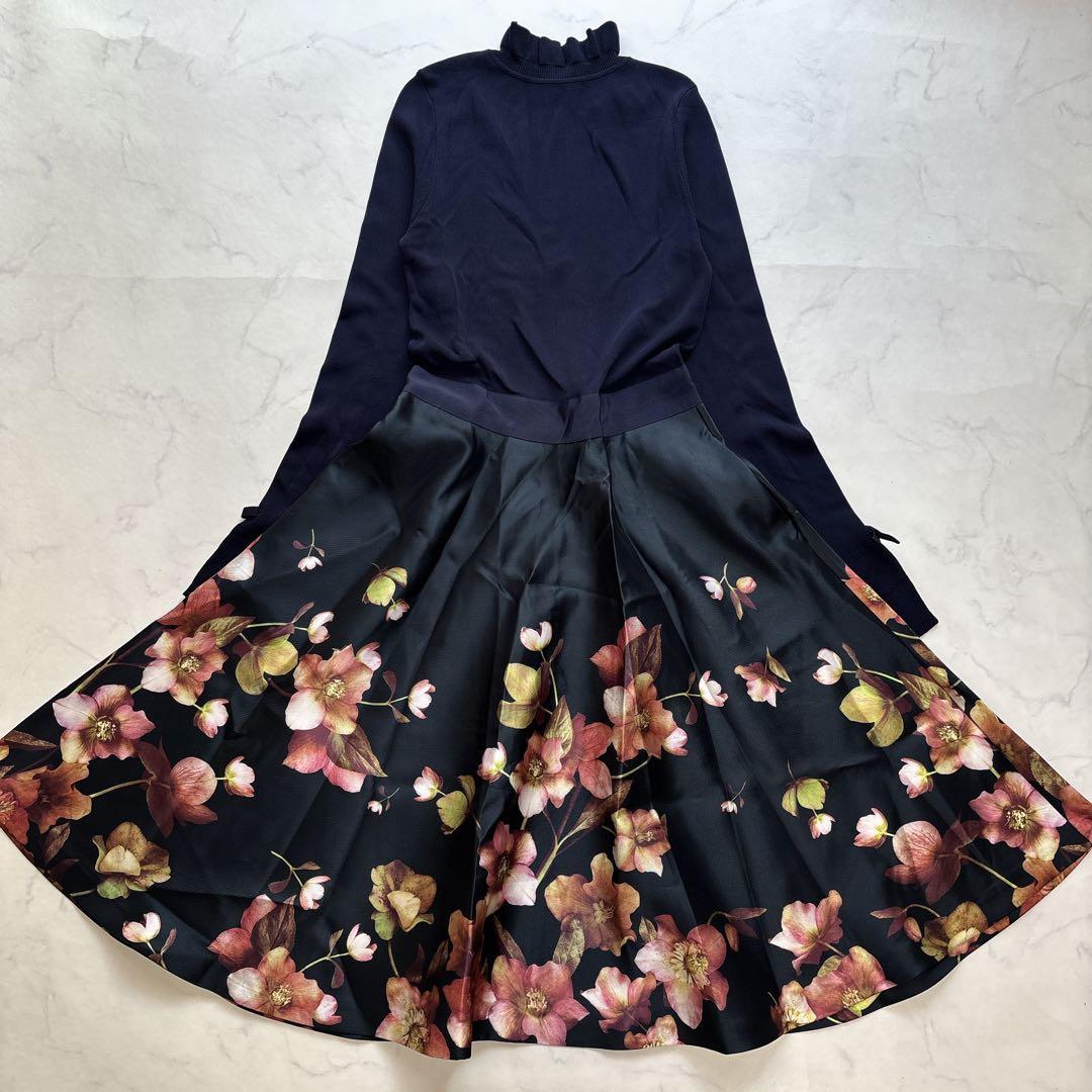 未使用級♡TED BAKER ドッキングワンピース ニット 花柄 フレアドレス