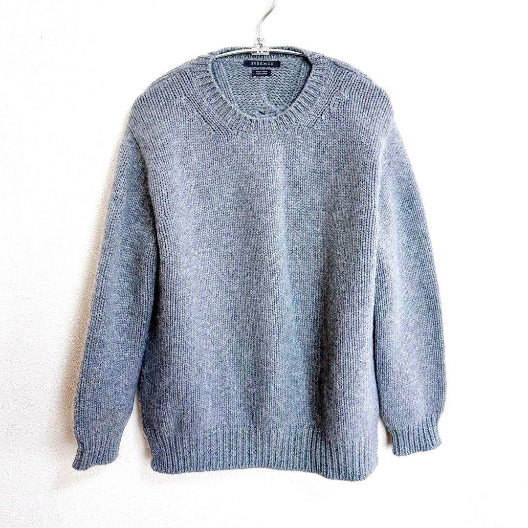 【 BEGG × CO 】　カシミヤ　スコットランド製　グレー　ニット　美品 BEGG X CO（ベグ アンド コー）WILLOWウィロー ローゲージカシミア