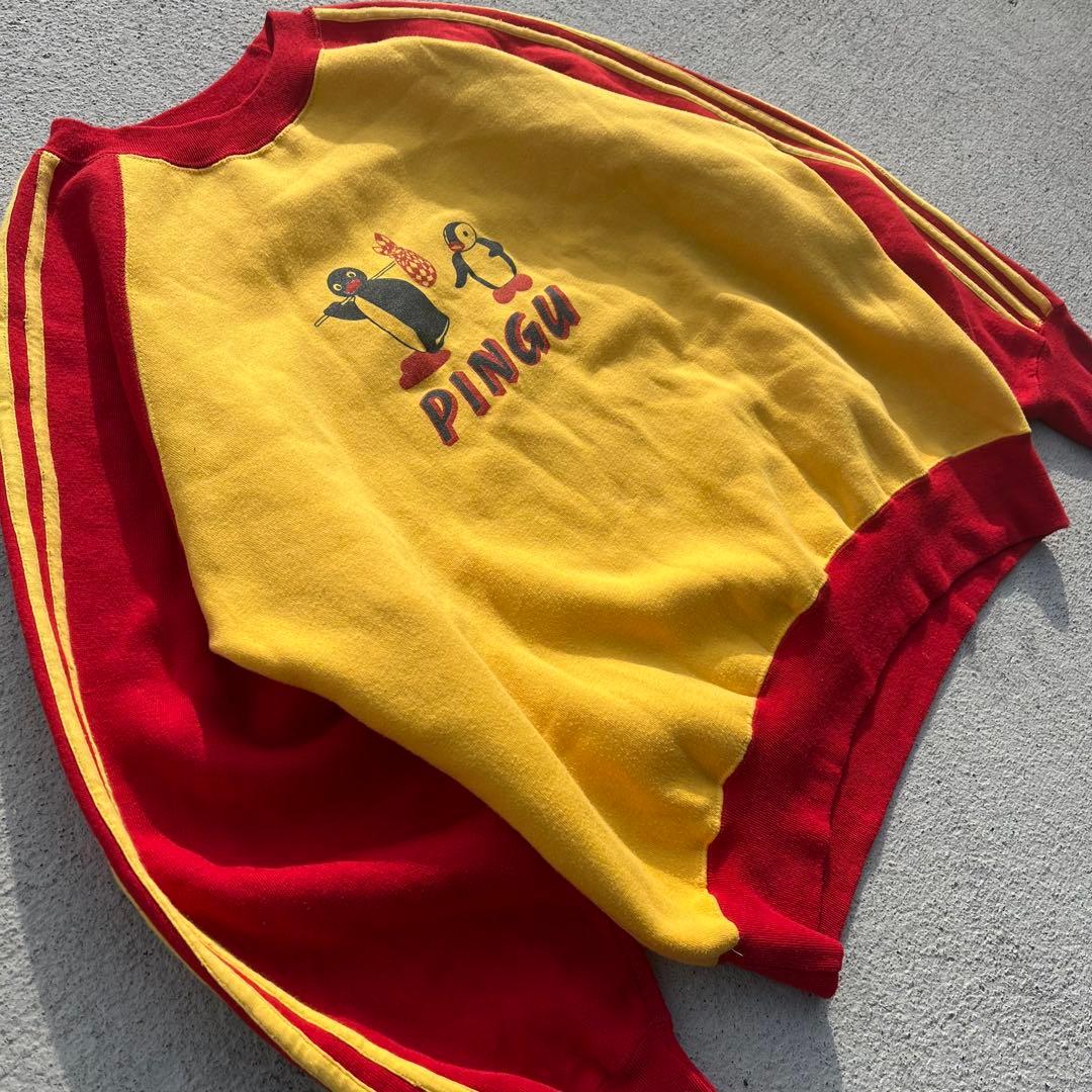 90's PINGU ピングー パーカー スウェット 古着 トラック 赤 黄色