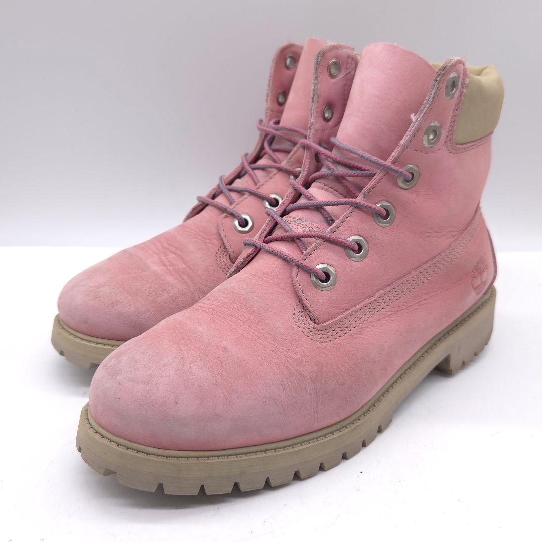 Timberland ティンバーランド レザー ブーツ 24cm ピンク - メルカリ