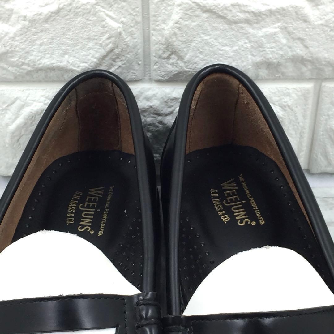 【美品】G.H.BASS ジーエイチバス ペニーローファー 黒/白 27.5cm