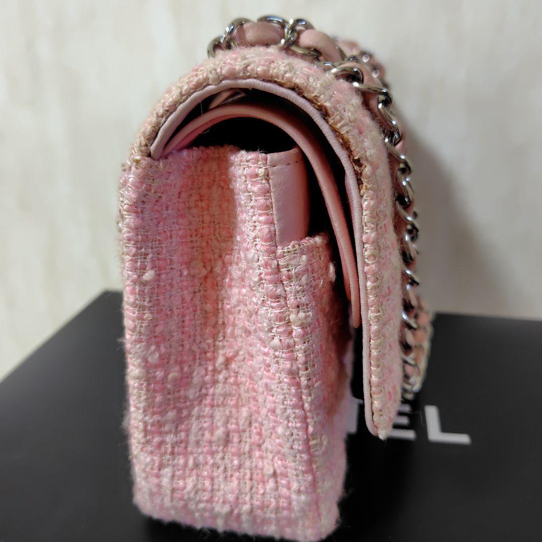 CHANEL 激レア ピンク ツイード チェーンショルダーバッグ - メルカリ