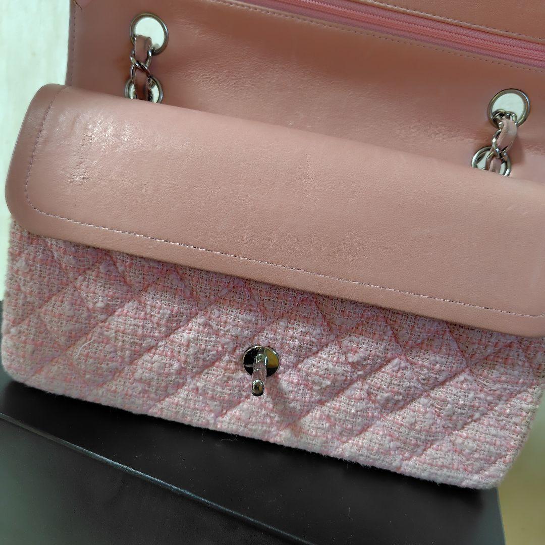 CHANEL 激レア ピンク ツイード チェーンショルダーバッグ - メルカリ