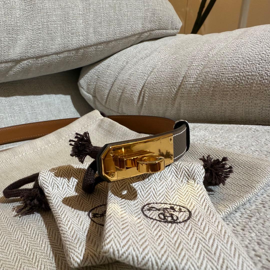 新品未使用】HERMES ケリーベルト エトゥープ ピンクゴールド エルメス