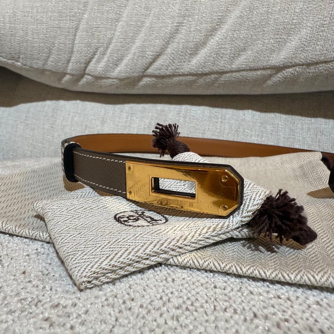 新品未使用】HERMES ケリーベルト エトゥープ ピンクゴールド エルメス