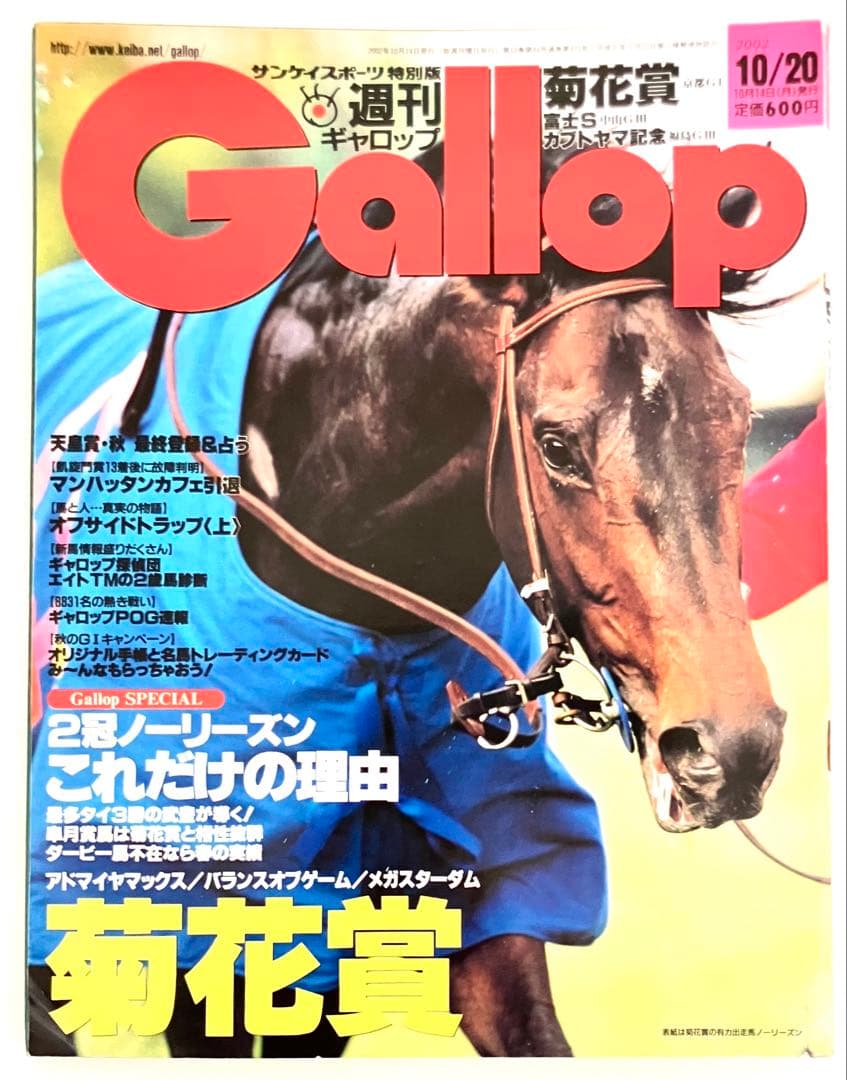 週刊ギャロップ 2002年10月20日号 菊花賞特集 表紙：ノーリーズン