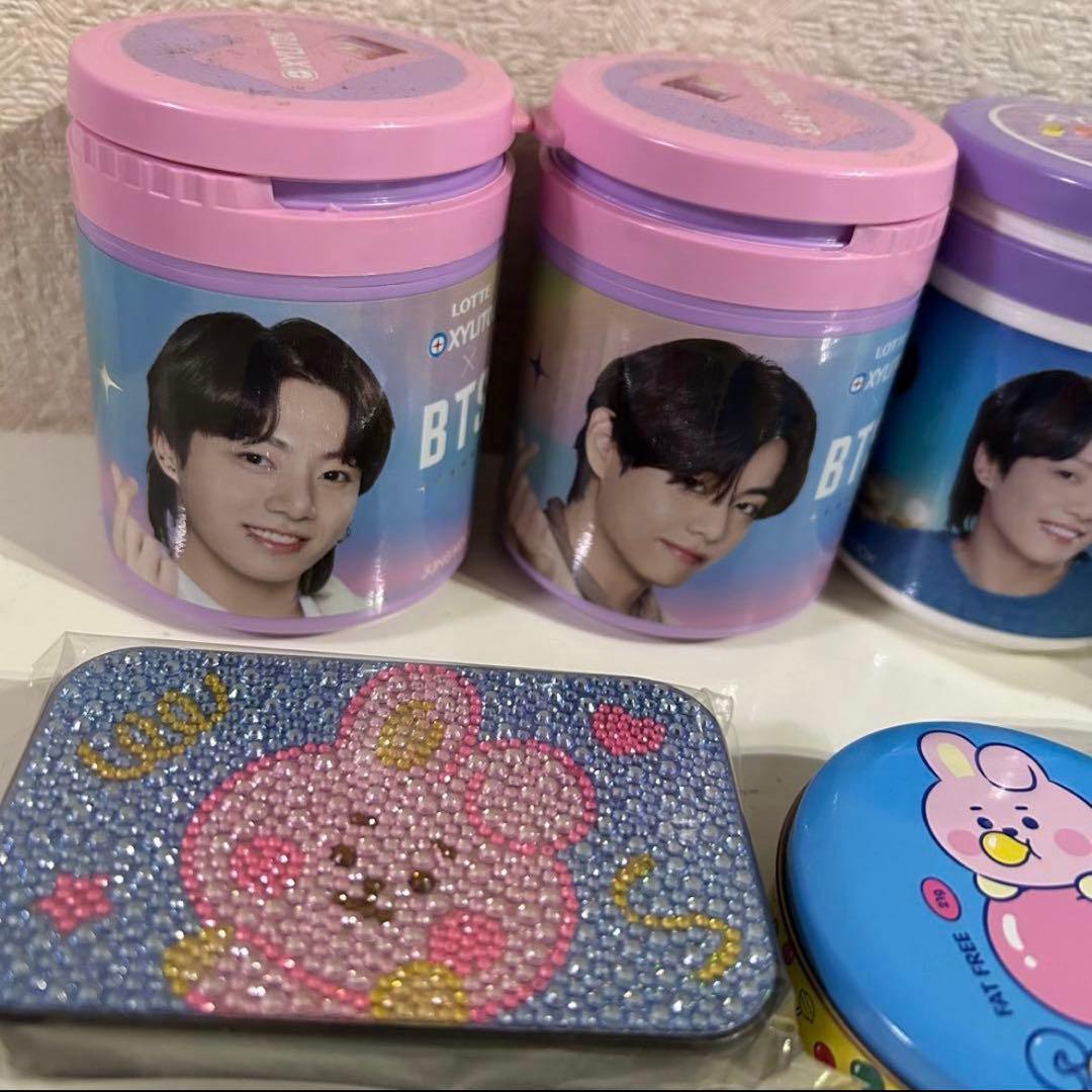 BTSキシリトールボトルグク&テテBT21ハート瓶BT21キラキラ缶8点セット