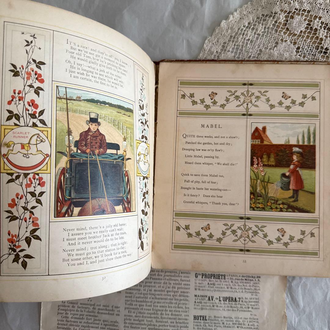 稀少1881年アンティーク美しい絵本イギリス洋書 古書 ジャンクジャーナルに