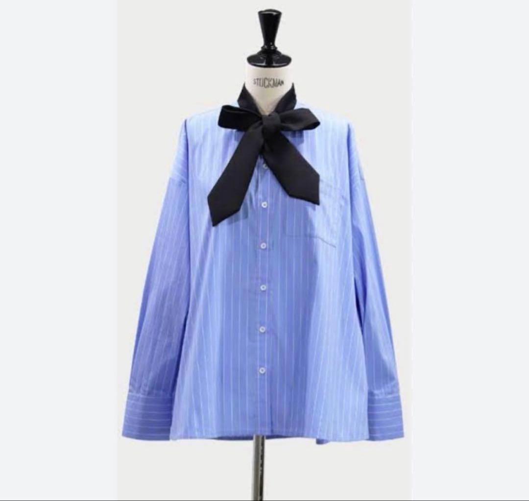 マチャットmachatt 完売品 タイドッキングシャツ ブルー×ブラックタイ