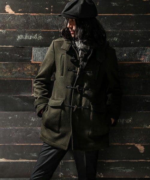 ラウンジリザード ウール/アンゴラメルトンダッフルコート