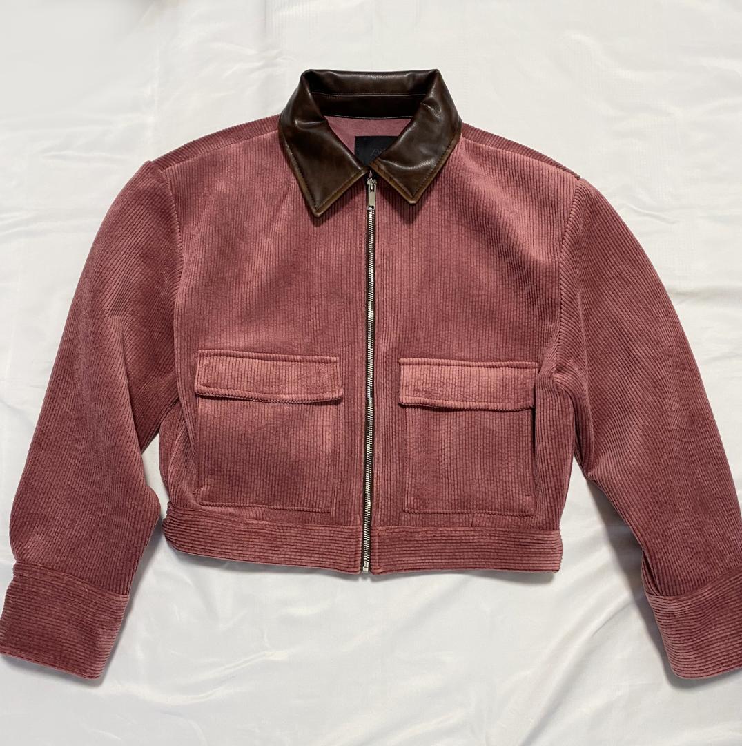 ZARA コーデュロイ フェイクレザー襟ジャケット マルサラ S - メルカリ