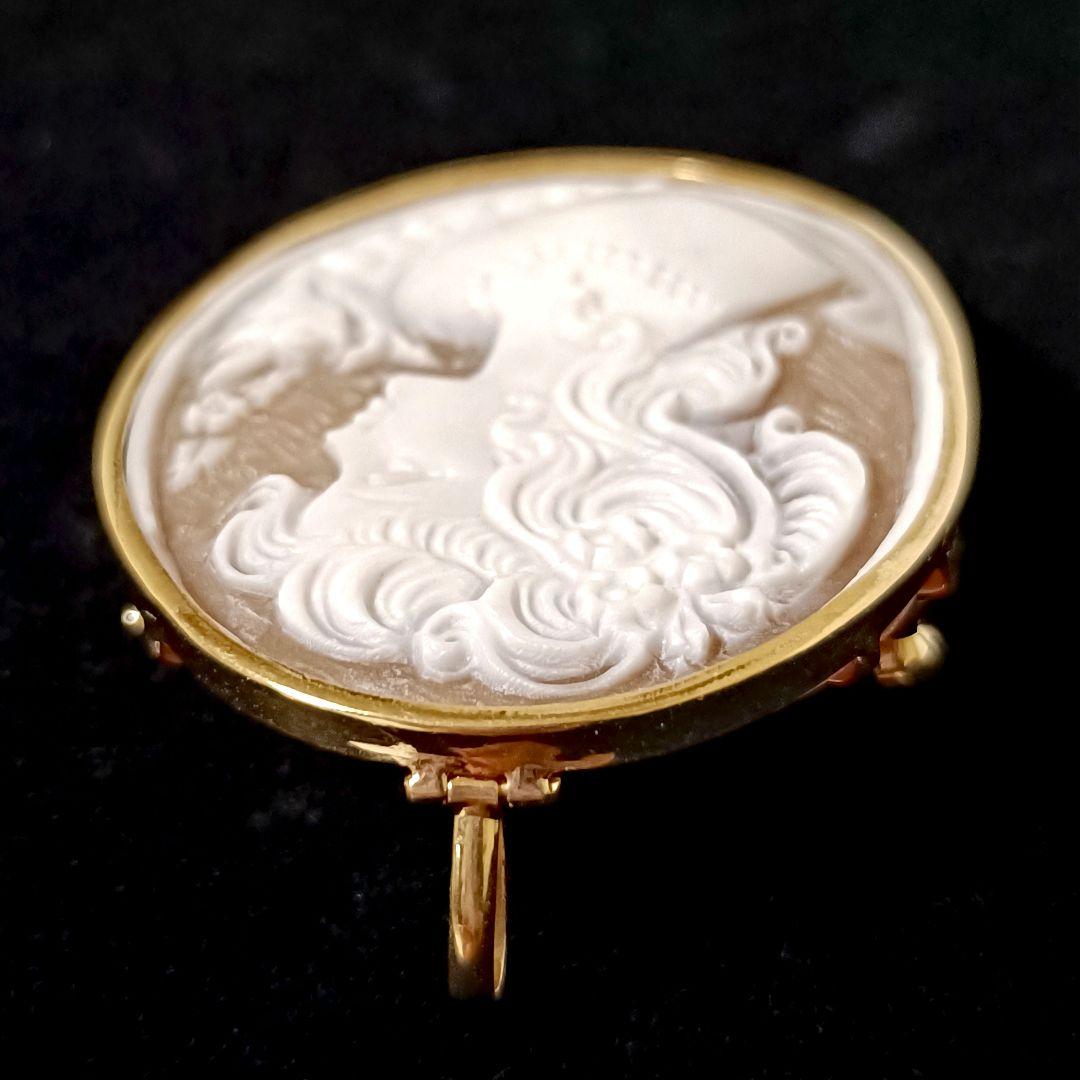 カメオ 18K 刻印あり 作家もの サイン ブローチ ネックレス ペンダント