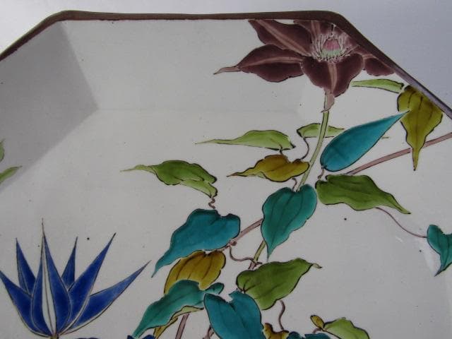 Y5-1012◇九谷焼 健作 鉄仙色絵文 大皿 八角皿 飾皿 巾43cm◇ - メルカリ