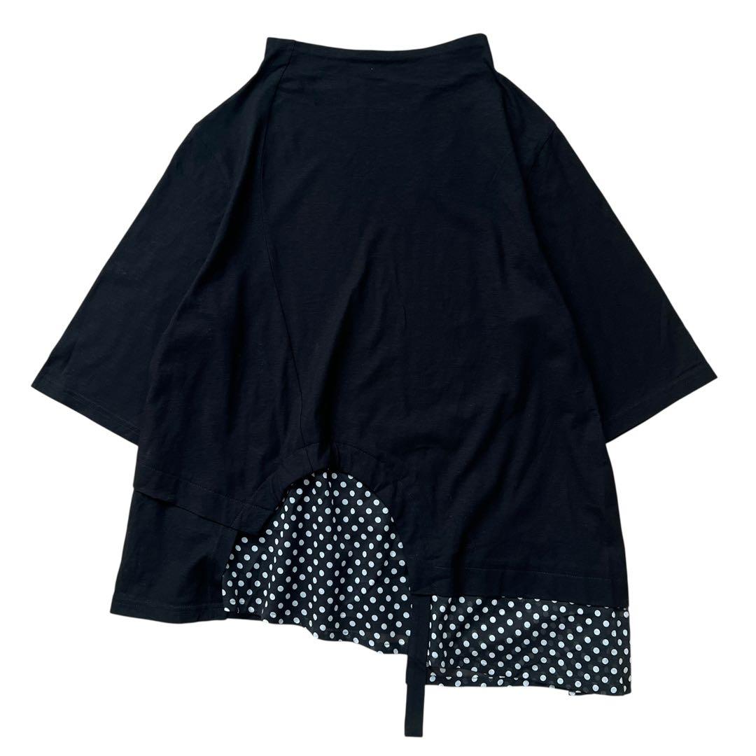 慈雨 センソユニコ アシンメトリー ドット柄 変形カットソー Tシャツ