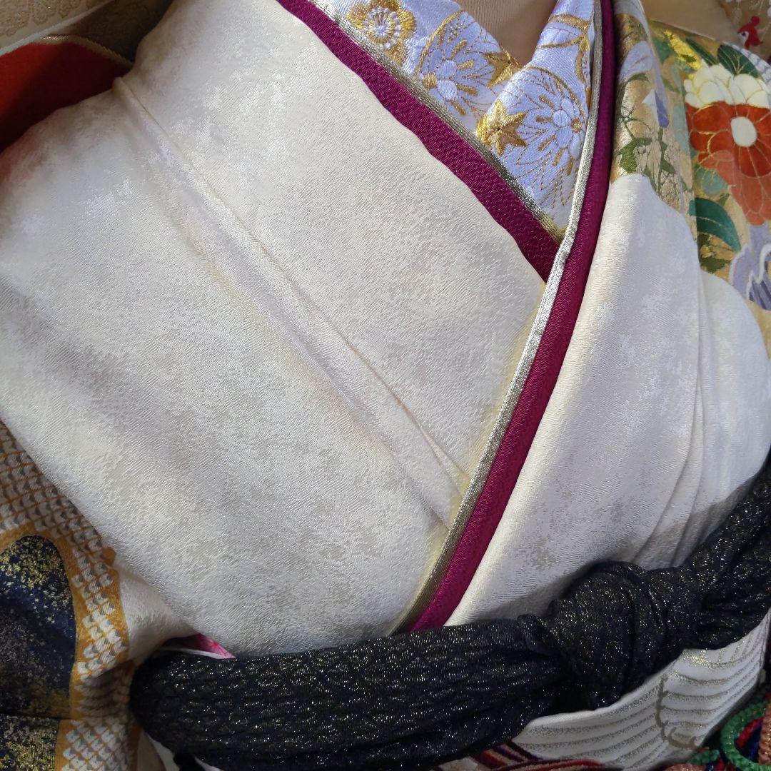 476アイボリー金彩 古典 正絹振袖6点フルセット 成人式卒業式謝恩会