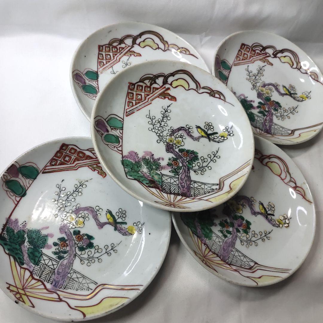 清朝磁器 中国骨董 粉彩小皿 花鳥図 手描き アンティーク コレクター