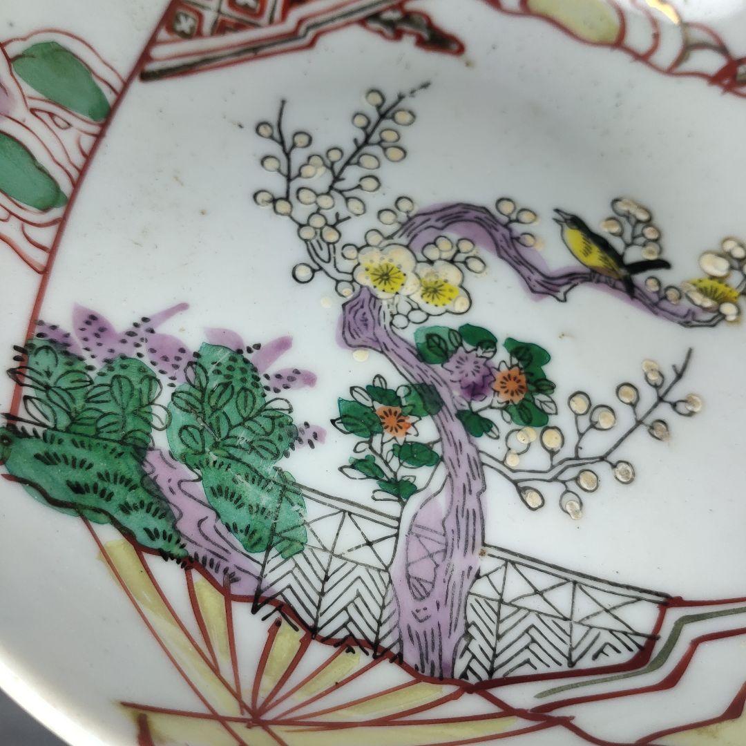 清朝磁器 中国骨董 粉彩小皿 花鳥図 手描き アンティーク コレクター