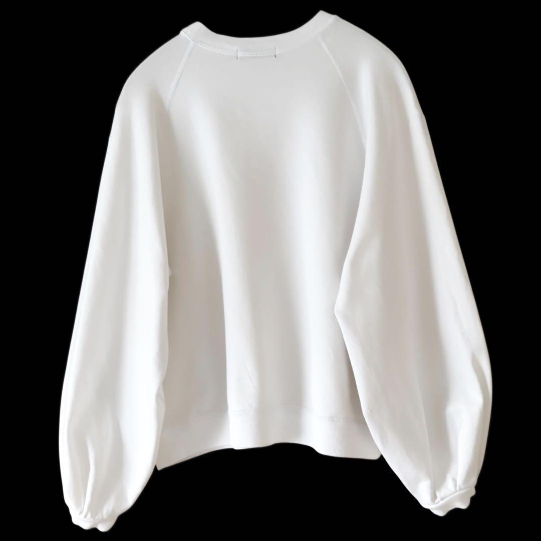 ドゥロワーDrawer トップス スウェット プルオーバー ロゴ刺繍 白 ぽわん