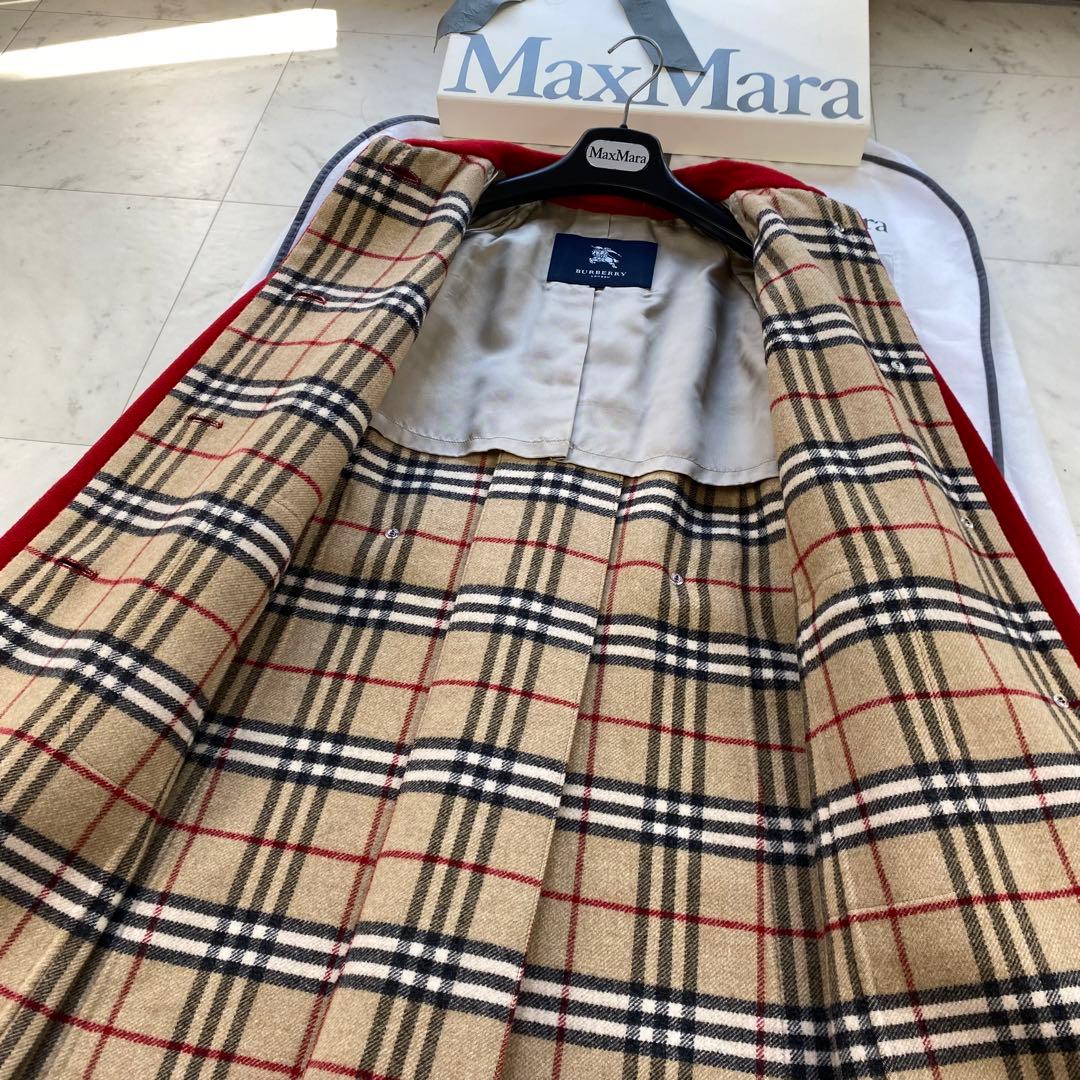 カシミヤ混◎バーバリーロンドン ダブルフェイス コート 赤 レッド