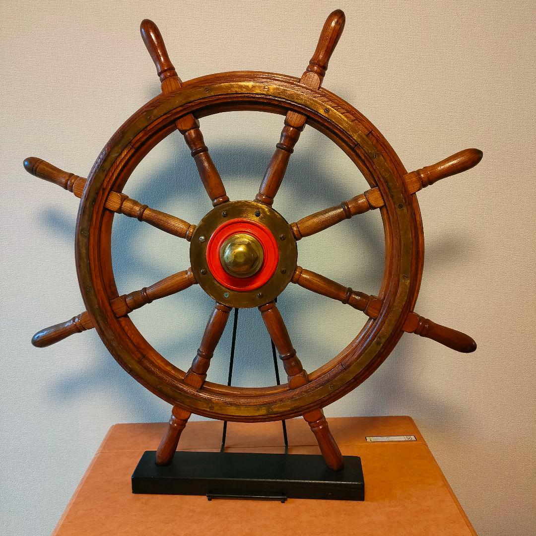 大型！約85cm木製ラット 船舶用ハンドル 舵 大型舵輪 店舗ディスプレイ