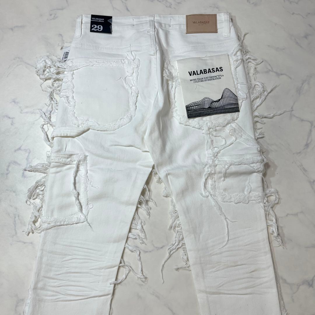 valabasas バラバサス サイドクラッシュスキニーフレアデニム 白 29