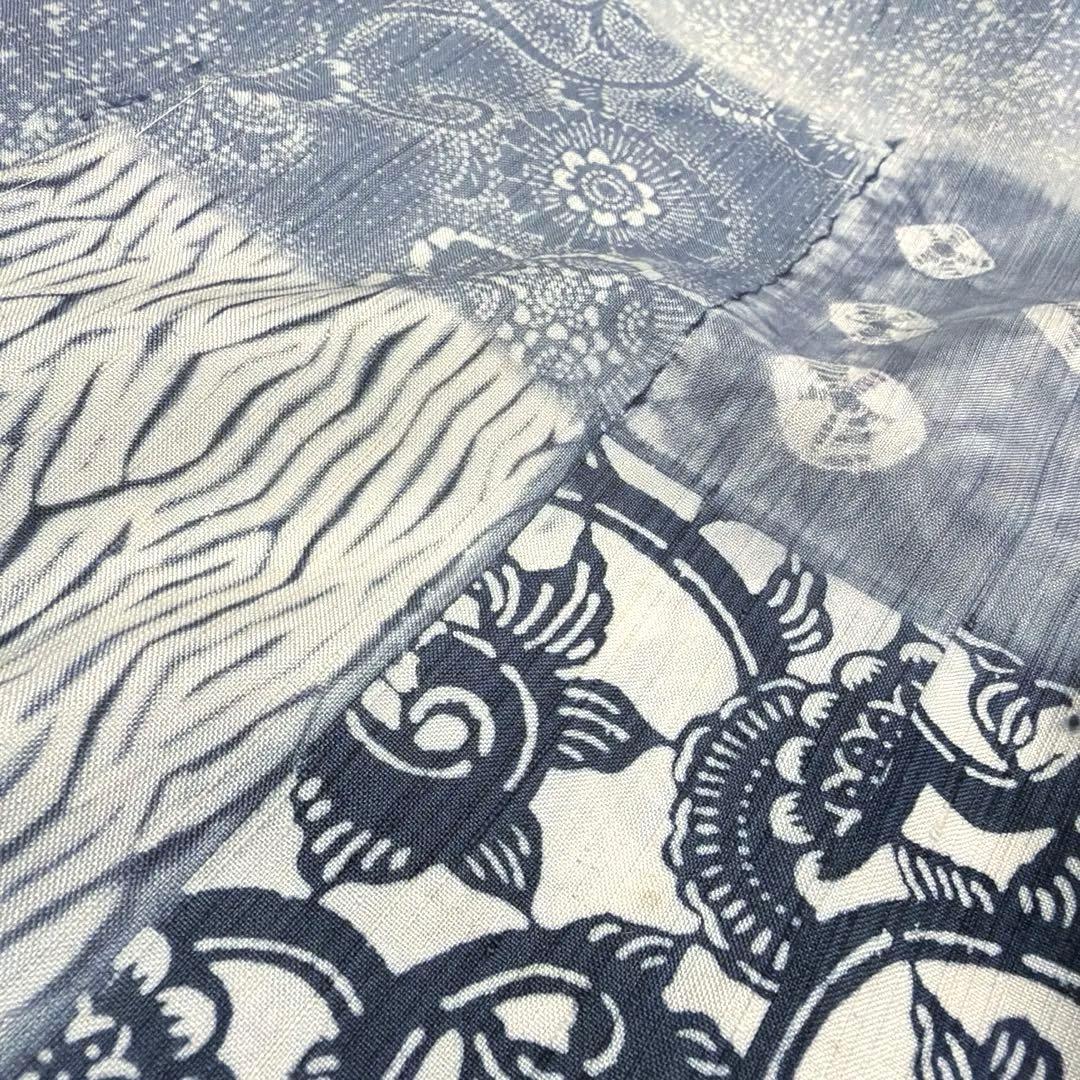 専用ページ　正絹　紬　付け下げ《流れ　花唐草》