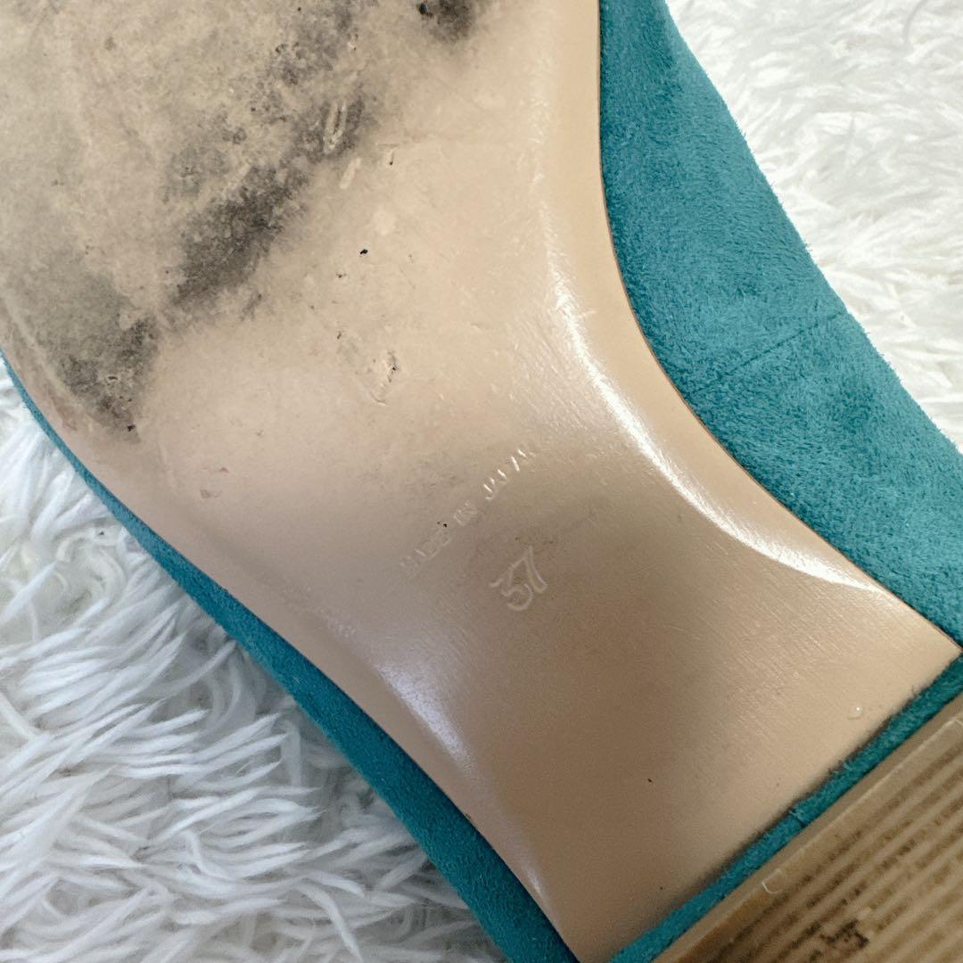 良品】pippichic グリーン ビジュー付きフラットシューズ 37 - メルカリ