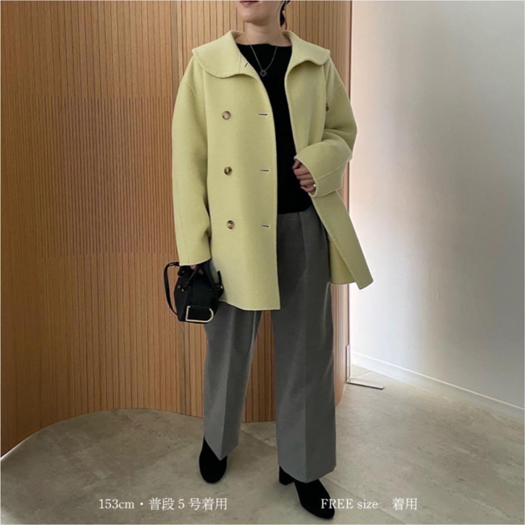 YONFA】ダブルボタンウールコート (lemon) - メルカリ