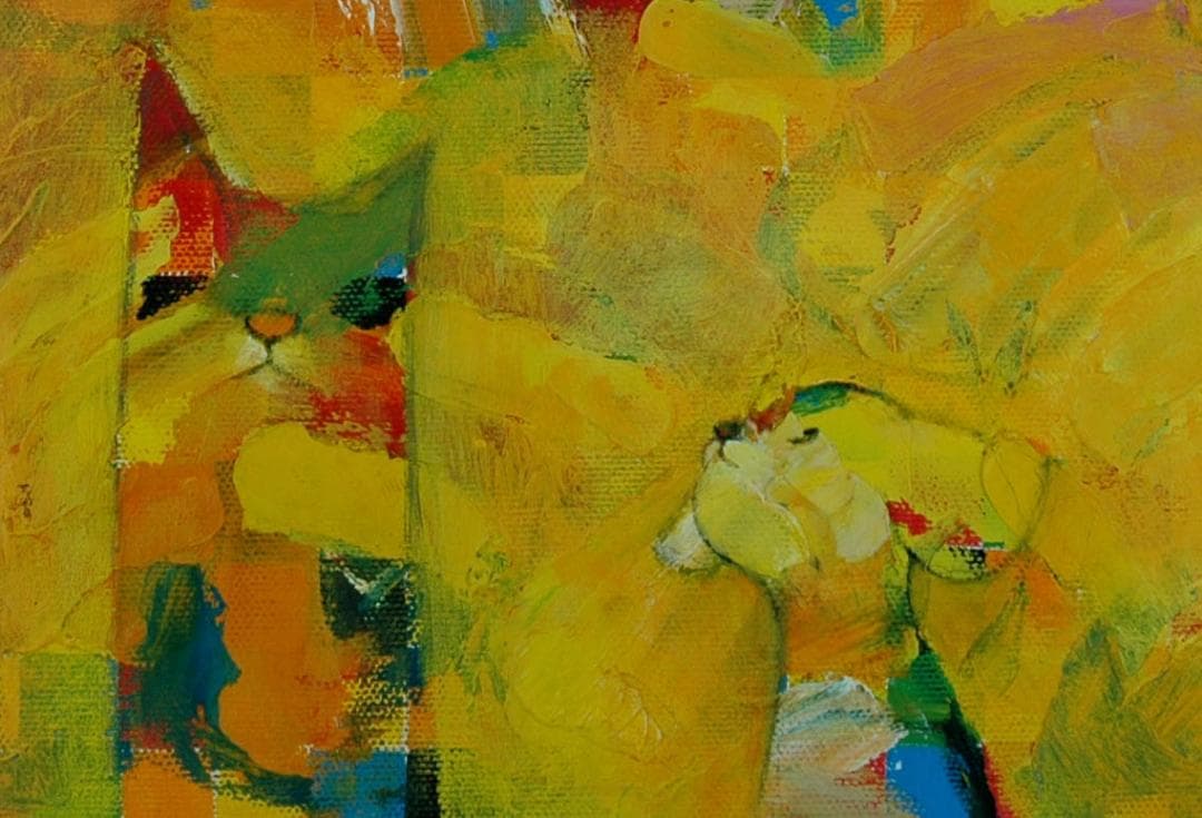 油絵 絵 絵画 インテリアuF6-071119 可愛い子犬と猫 - メルカリ