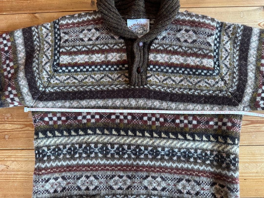 Lサイズ】Jamison's フェアアイル柄 ショールカラーセーターニット
