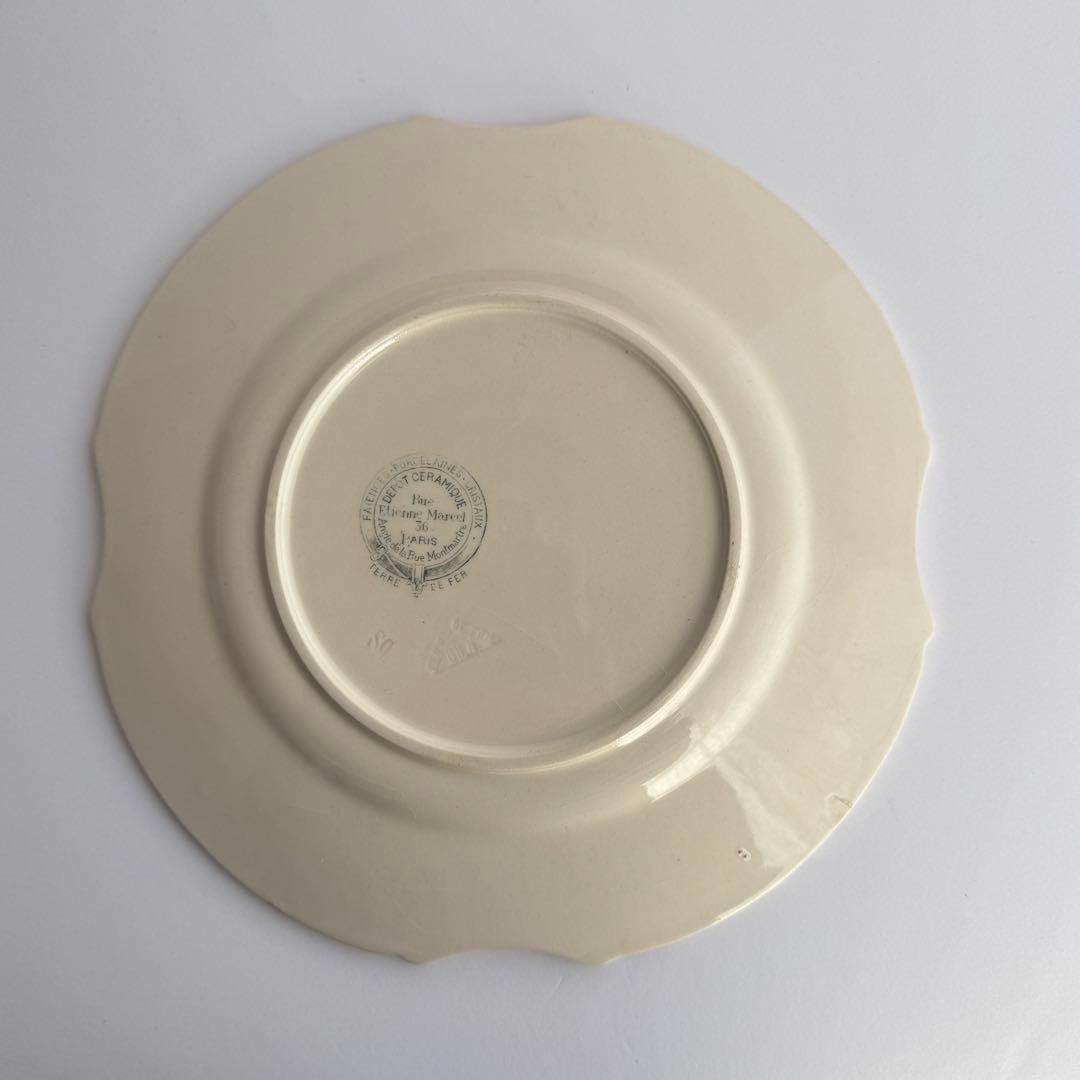 希少 フランスアンティーク Gien ジアン レリーフ デザートプレート