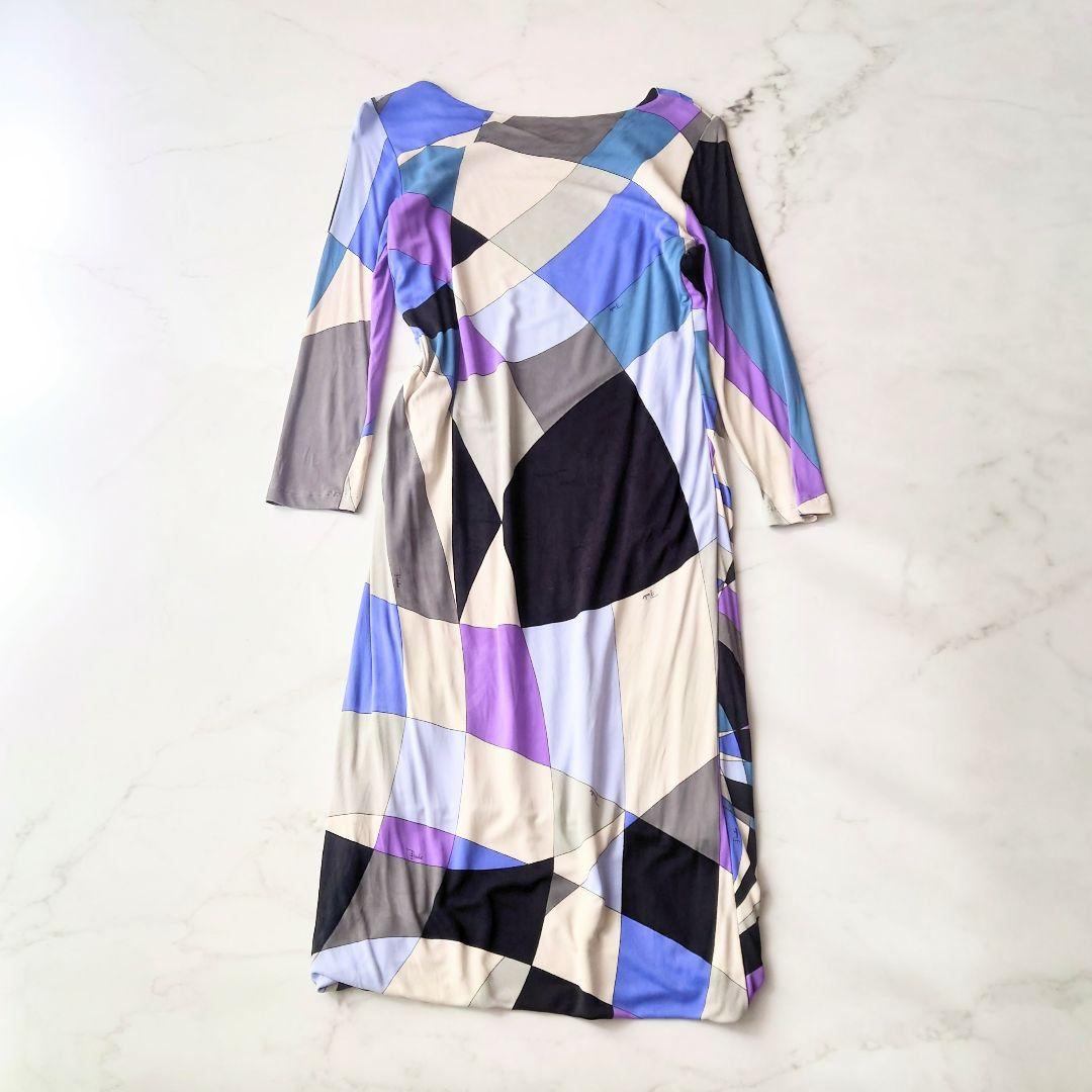 a エミリオプッチ ワンピース 総柄 幾何学柄 七分袖 レーヨン