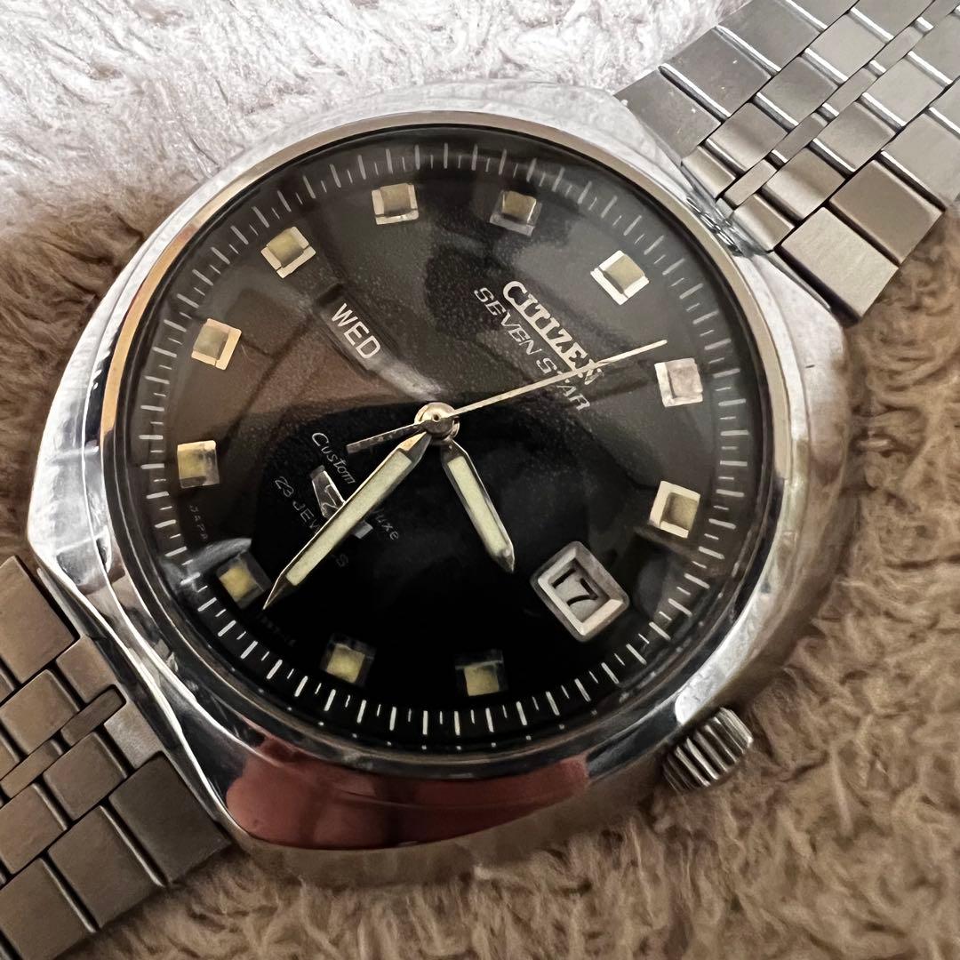 最安値 極上品 美品稼働1968年代物 希少ビンテージ時計ブラックcustom7