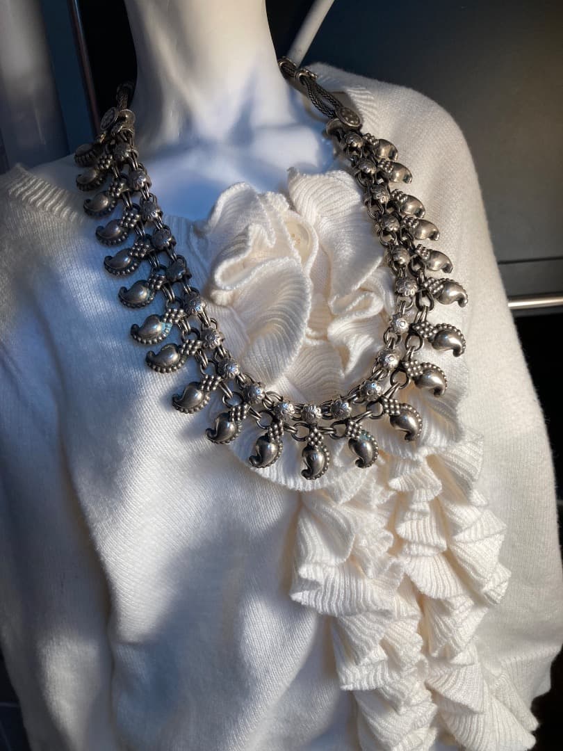 ヴィンテージ 伝統 インド ラジャスタン シルバー ネックレス 79.55g